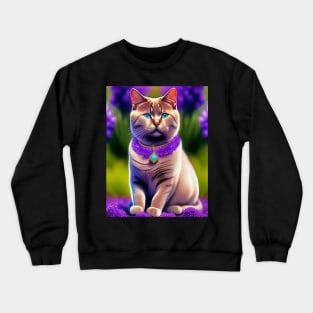 British Shorthair Lavender Theme Crewneck Sweatshirt